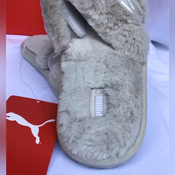 Junior PUMA Fluff Remix Slide Athletic Sandals Casual - Light Gray - Picture 4 of 9